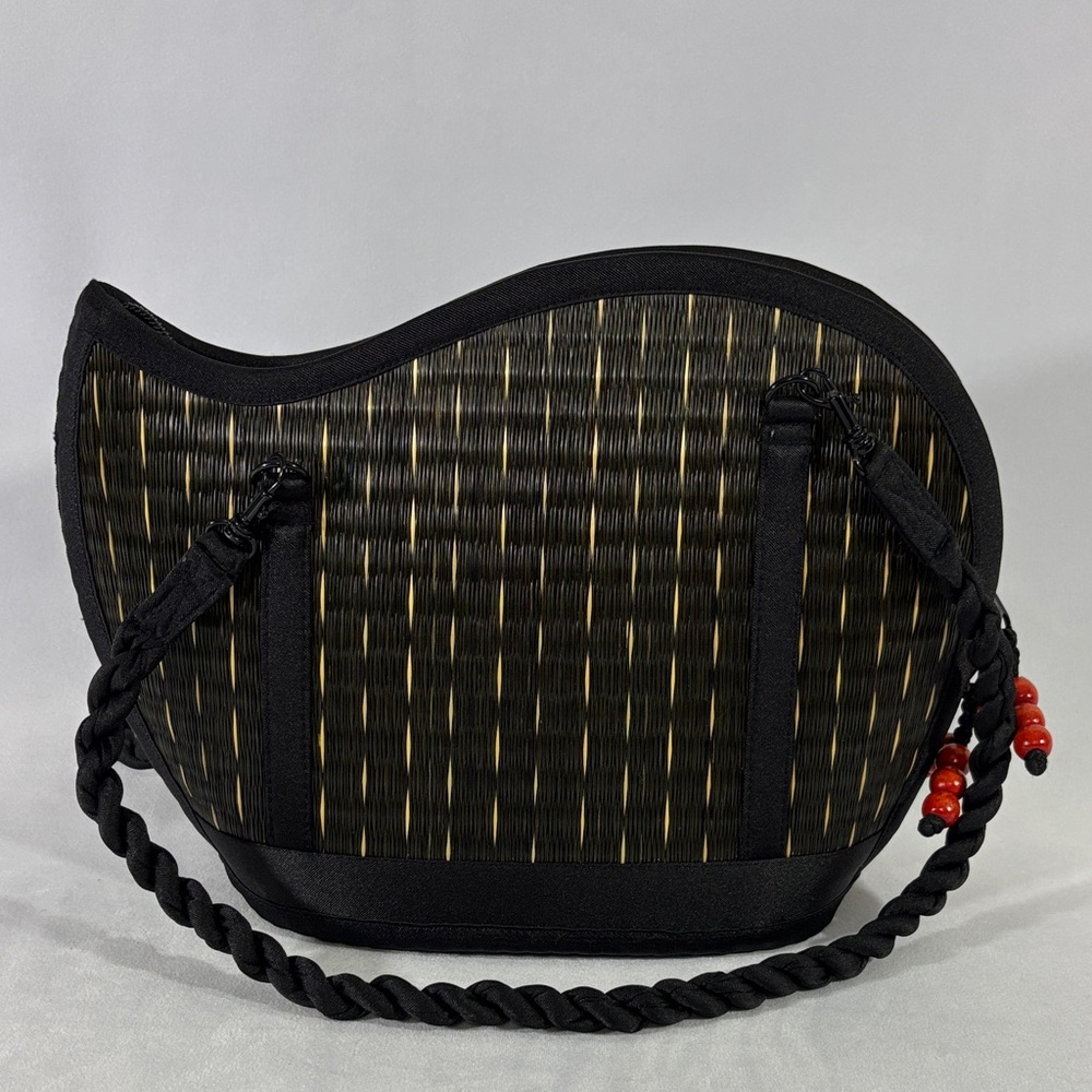 Unique Cambodia Straw Grass Kiri Wave Vegan Bag Like New **